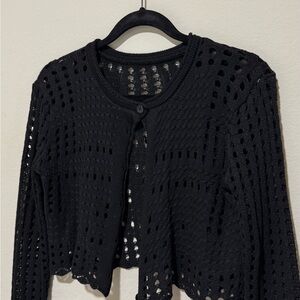 Black Crochet Women Sweater